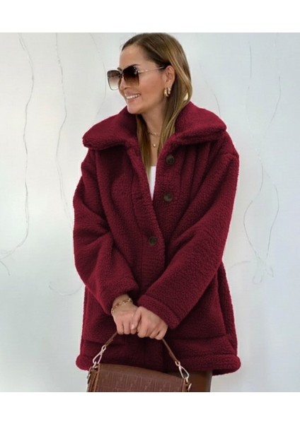 Meğdaix Kadın Uzun Kollu Yakalı Önden Düğmeli Welsoft Kaban fiyatları