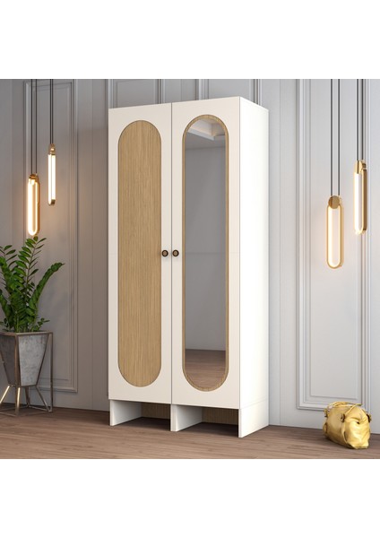 Münih 2 Kapaklı (43) Gardırop Krem / Gölge Çizgili Meşe fiyatları