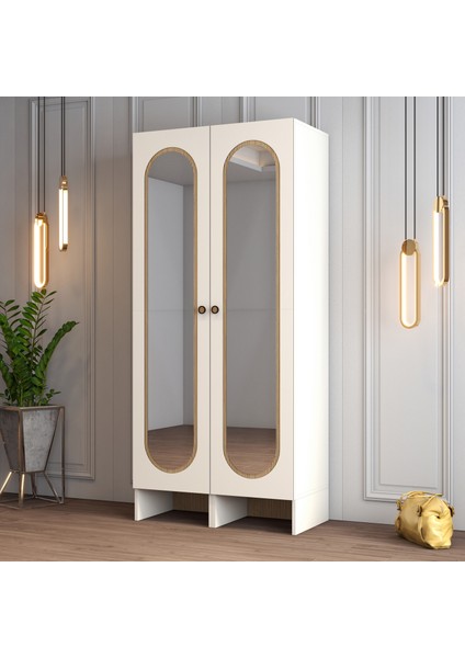 Münih 2 Kapaklı (33) Gardırop Krem / Gölge Çizgili Meşe fiyatları