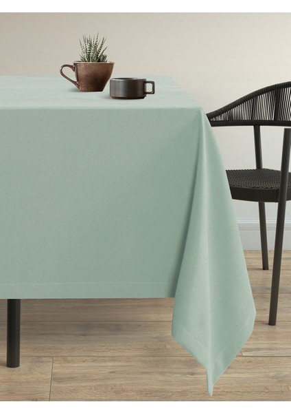 Kadife Dokulu Nil Yeşili Masa Örtüsü