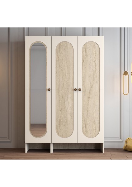 Münih 3 Kapaklı (23) Gardırop Krem / Traverten Mermer fiyatları