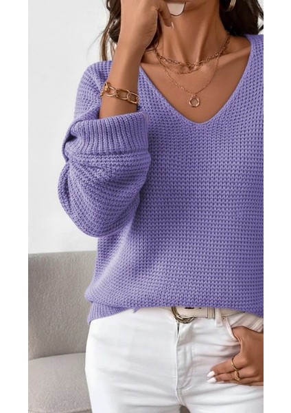 Meğdaix Kadın Uzun Kollu V Yakalı Düğmeli Triko Bluz fiyatları