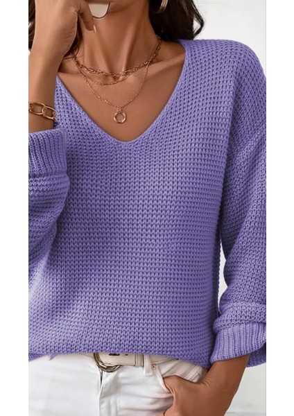 Meğdaix Kadın Uzun Kollu V Yakalı Düğmeli Triko Bluz modelleri