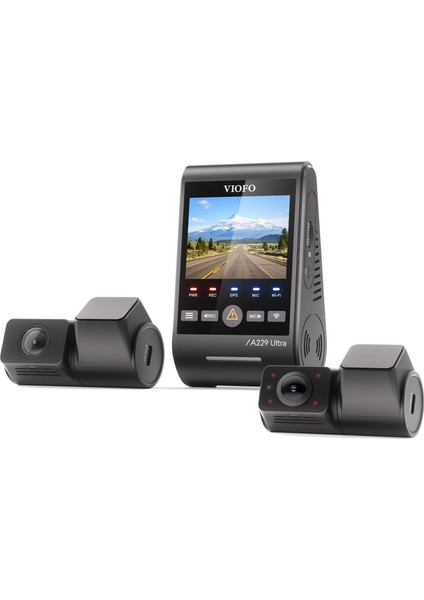 A229 Ultra 3 Kameralı Ön+Arka+İç 4K+4K+1080P HDR Sony STARVIS 2 Sensörlü Wi-Fi 6 GPS'li Araç Kamerası