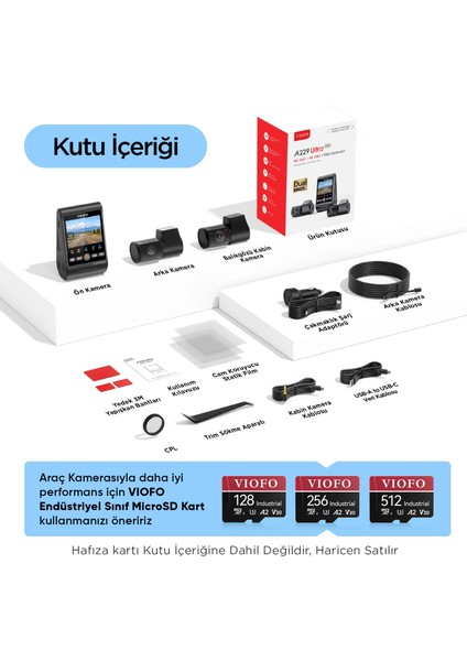 A229 Ultra 3 Kameralı Ön+Arka+İç 4K+4K+1080P HDR Sony STARVIS 2 Sensörlü Wi-Fi 6 GPS'li Araç Kamerası fırsatları