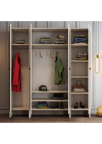 Münih 4 Kapaklı (423) Gardırop Krem / Traverten Mermer