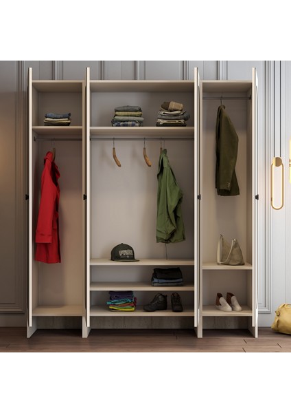 Münih 4 Kapaklı (423) Gardırop Krem / Traverten Mermer