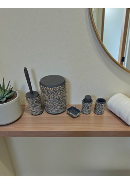 Homeinn Doğal Dokulu Hasır Görünümlü 6 Parça Banyo Takımı – Zarif ve Modern fiyatları