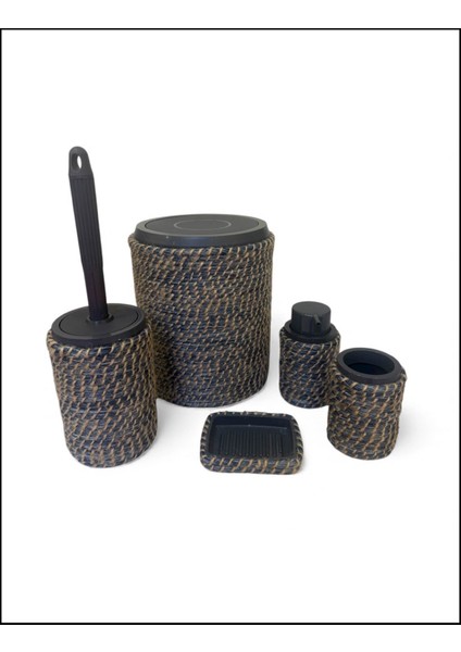 Homeinn Doğal Dokulu Hasır Görünümlü 6 Parça Banyo Takımı – Zarif ve Modern fırsatları