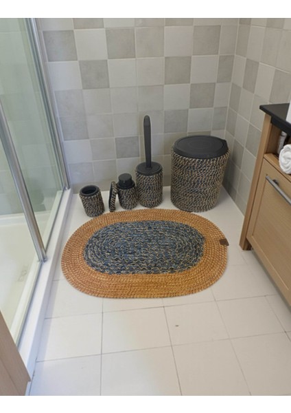 Homeinn Doğal Dokulu Hasır Görünümlü 6 Parça Banyo Takımı – Zarif ve Modern indirimleri