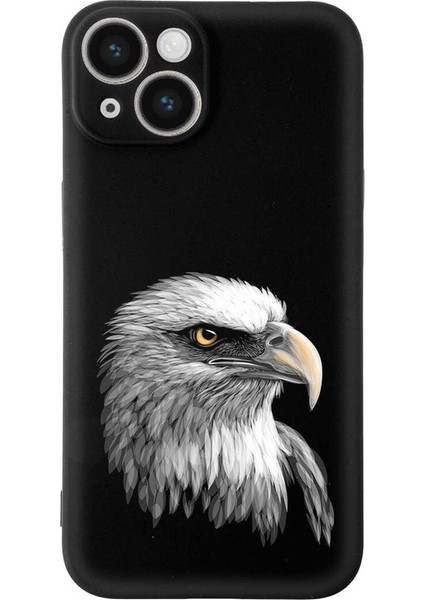 iPhone 14 Plus ile Uyumlu Kartal (0214C) Tasarımlı Siyah Lansman Kılıf