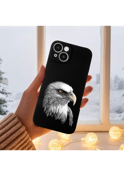 iPhone 14 Plus ile Uyumlu Kartal (0214C) Tasarımlı Siyah Lansman Kılıf
