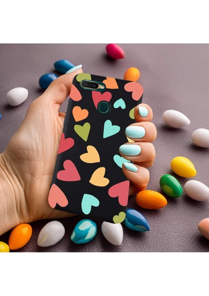 Oppo A12 ile Uyumlu Tropikal Kalpler (0214B) Tasarımlı Siyah Lansman Kılıf modelleri