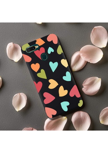 Oppo A12 ile Uyumlu Tropikal Kalpler (0214B) Tasarımlı Siyah Lansman Kılıf