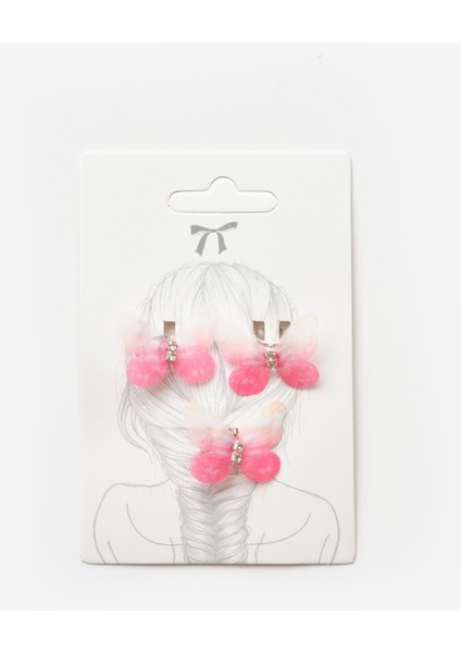 Pembe Kelebek Figürlü Kız Çocuk 3'lü Saç Küpesi fırsatları