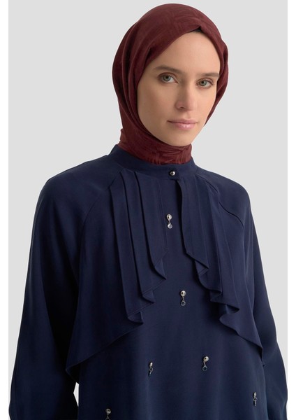 Aksesuar Detaylı Tencel Tunik 25K4945 Lacivert