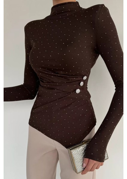 Kadın Dik Yaka Omuz Vatkalı Taşlı Bluz P-00019258 modelleri