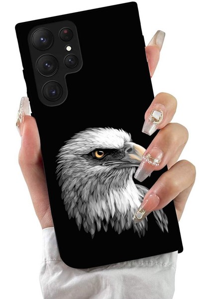 Samsung Galaxy S22 Ultra ile Uyumlu Kartal (0214C) Tasarımlı Siyah Lansman Kılıf fiyatları