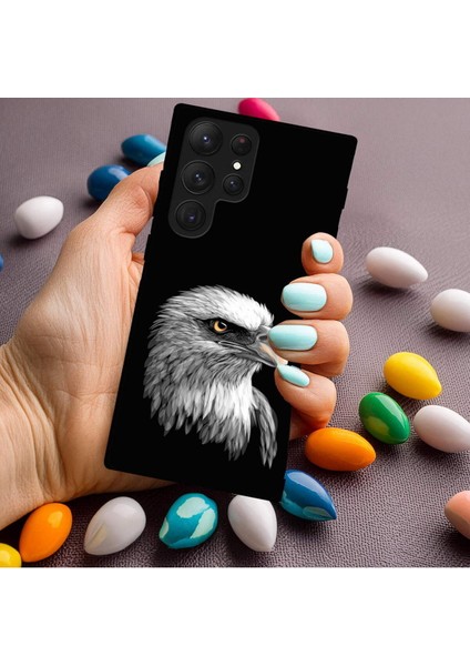 Samsung Galaxy S22 Ultra ile Uyumlu Kartal (0214C) Tasarımlı Siyah Lansman Kılıf modelleri