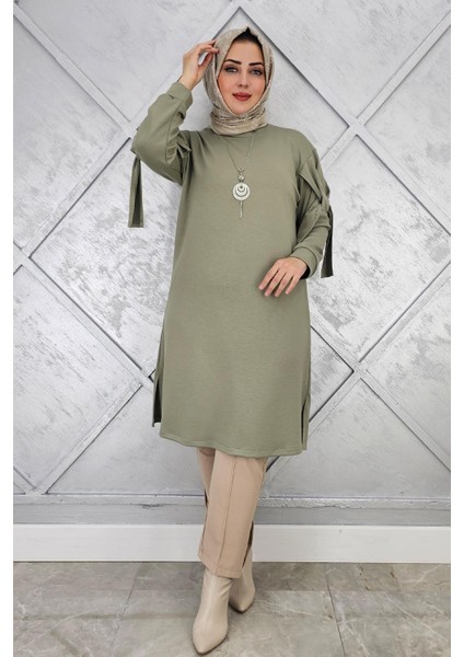 Kadın Taş ve Kolye Detaylı Tesettür Tunik fiyatları
