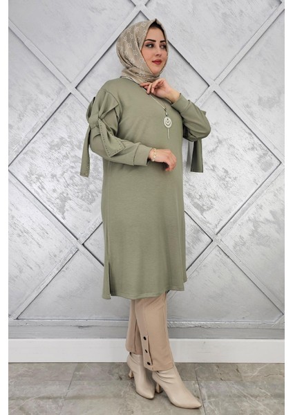 Kadın Taş ve Kolye Detaylı Tesettür Tunik modelleri