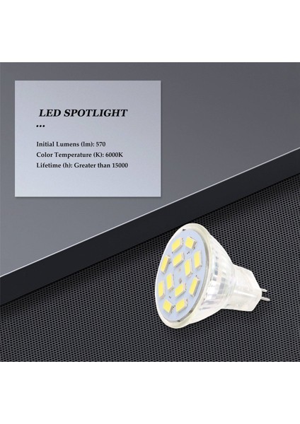 6W GU4(MR11) LED Spot Işığı MR11 12 Smd 5730 570 Lm Dc 12V, Beyaz (Yurt Dışından) modelleri