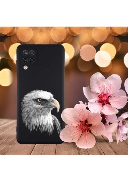 Samsung Galaxy A12 ile Uyumlu Kartal (0214C) Tasarımlı Siyah Lansman Kılıf indirimleri