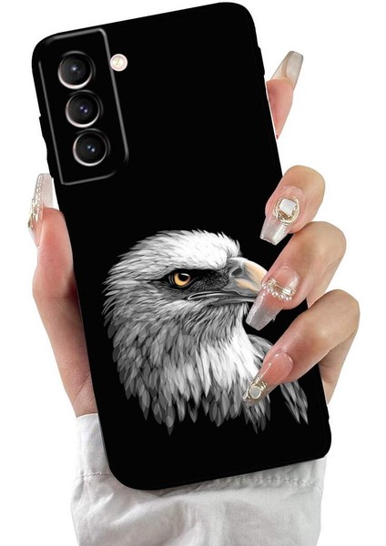 Samsung Galaxy S21 Plus ile Uyumlu Kartal (0214C) Tasarımlı Siyah Lansman Kılıf fiyatları