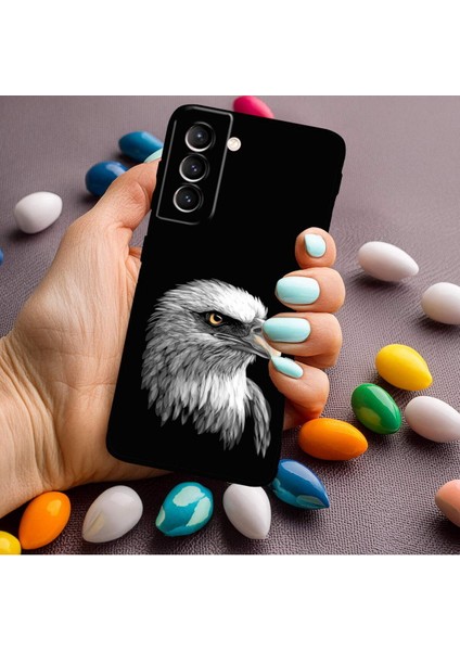Samsung Galaxy S21 Plus ile Uyumlu Kartal (0214C) Tasarımlı Siyah Lansman Kılıf modelleri