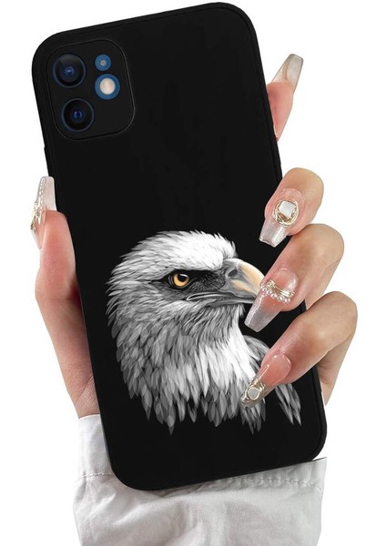 iPhone 12 ile Uyumlu Kartal (0214C) Tasarımlı Siyah Lansman Kılıf fiyatları