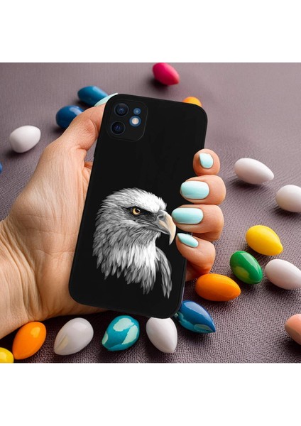 iPhone 12 ile Uyumlu Kartal (0214C) Tasarımlı Siyah Lansman Kılıf modelleri