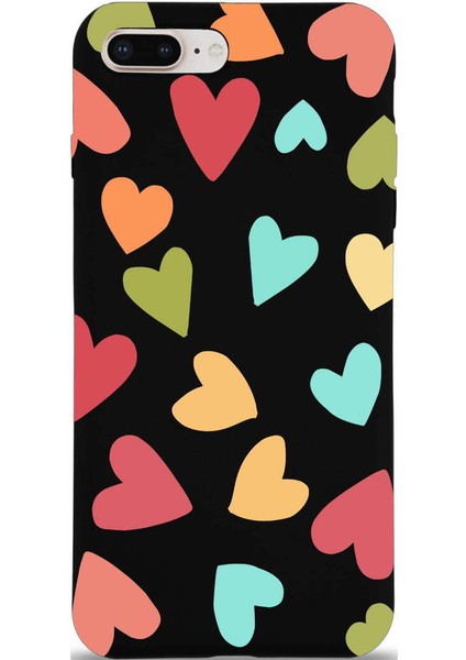 iPhone 7 Plus ile Uyumlu Tropikal Kalpler (0214B) Tasarımlı Siyah Lansman Kılıf