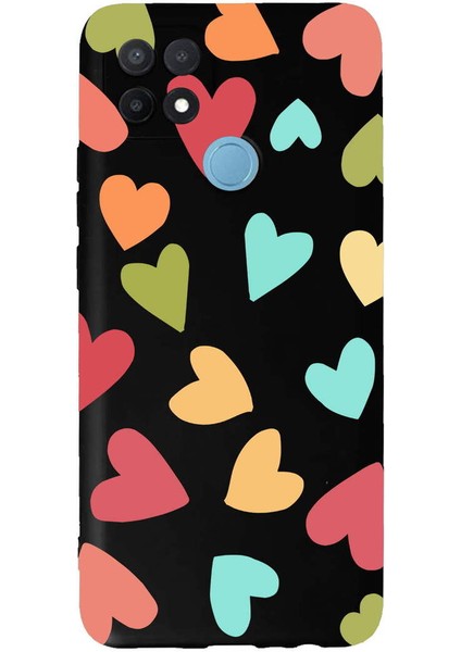 Oppo A15 ile Uyumlu Tropikal Kalpler (0214B) Tasarımlı Siyah Lansman Kılıf