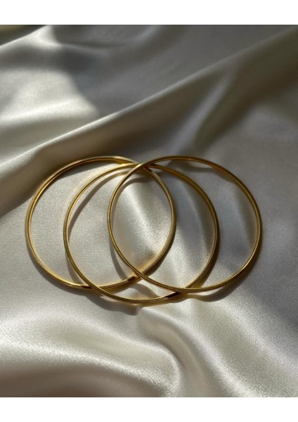 Kadın Çelik 3'lü Düz Ajda Bilezik Anti-Alerjenik 316L Çelikten Üretilmiştir. fırsatları