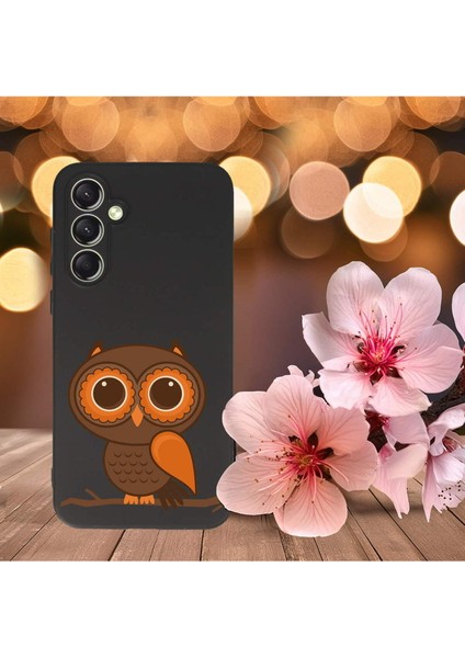 Samsung Galaxy A24 ile Uyumlu Baykuş (0214A) Tasarımlı Siyah Lansman Silikon Kılıf indirimleri