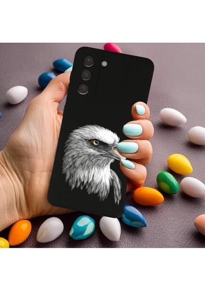 Samsung Galaxy S21 Fe ile Uyumlu Kartal (0214C) Tasarımlı Siyah Lansman Kılıf modelleri