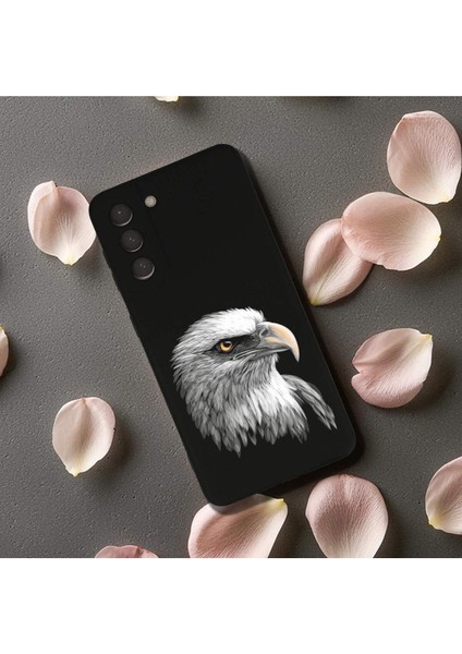 Samsung Galaxy S21 Fe ile Uyumlu Kartal (0214C) Tasarımlı Siyah Lansman Kılıf
