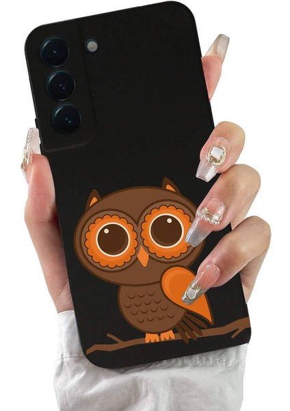 Samsung Galaxy S22 ile Uyumlu Baykuş (0214A) Tasarımlı Siyah Lansman Silikon Kılıf fiyatları