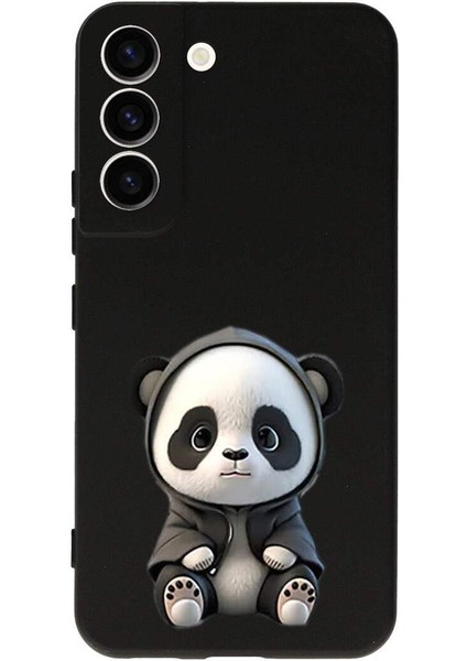 Samsung Galaxy S23 ile Uyumlu Sevimli Panda (0214D) Tasarımlı Siyah Lansman Kılıf