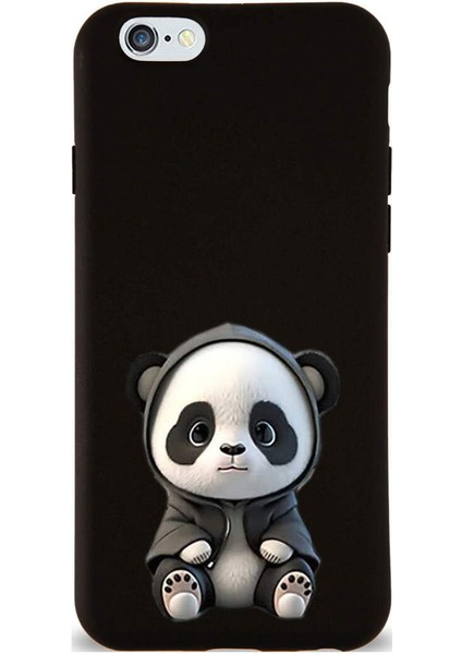 iPhone 6s Plus ile Uyumlu Sevimli Panda (0214D) Tasarımlı Siyah Lansman Kılıf
