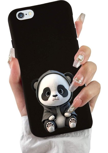 iPhone 6s Plus ile Uyumlu Sevimli Panda (0214D) Tasarımlı Siyah Lansman Kılıf fiyatları