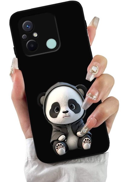 Xiaomi Redmi 12C ile Uyumlu Sevimli Panda (0214D) Tasarımlı Siyah Lansman Kılıf fiyatları