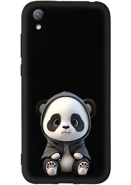 Huawei Y5 2019 ile Uyumlu Sevimli Panda (0214D) Tasarımlı Siyah Lansman Kılıf