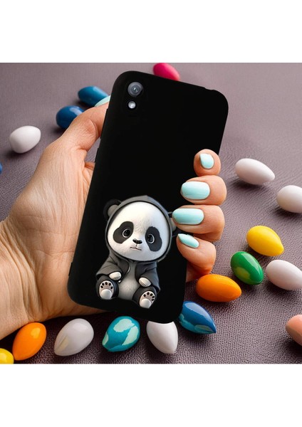 Huawei Y5 2019 ile Uyumlu Sevimli Panda (0214D) Tasarımlı Siyah Lansman Kılıf modelleri