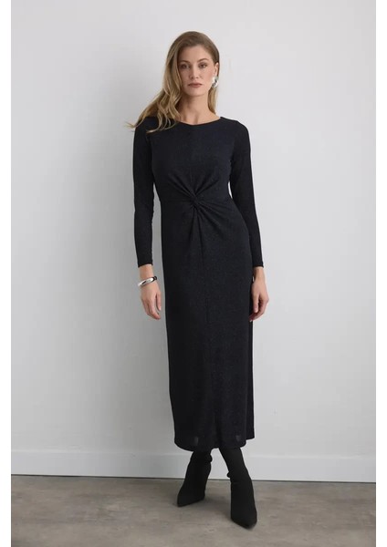 Pırıltılı Uzun Bele Oturan Abiye Elbise - Saks fiyatları