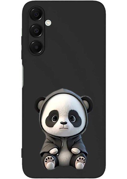 Samsung Galaxy A16 ile Uyumlu Sevimli Panda (0214D) Tasarımlı Siyah Lansman Kılıf