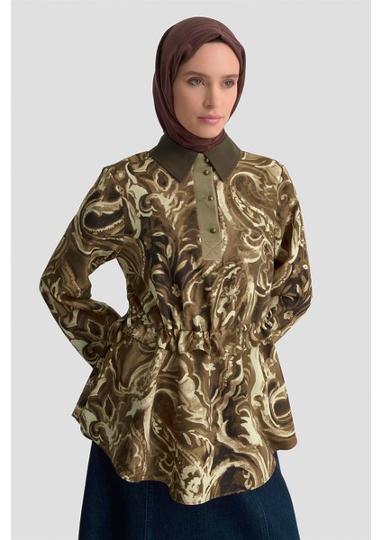 Yakası ve Kolu Triko Detaylı Bluz 25K3844 Camel fiyatları