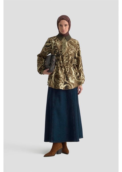 Yakası ve Kolu Triko Detaylı Bluz 25K3844 Camel fırsatları