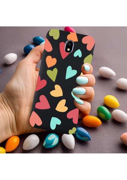 Samsung Galaxy J7 Pro ile Uyumlu Tropikal Kalpler (0214B) Tasarımlı Siyah Lansman Kılıf modelleri