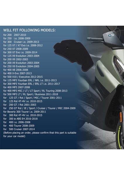 Piaggio Scooter 125CC/200CC/250CC/300CC/400CC/500CC Beverly Mp3 Carnaby X7 X9 X10 Için Hava Filtresi Sünger Elemanları (Yurt Dışından) modelleri